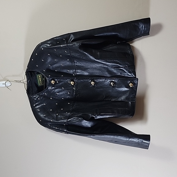 Danier Jackets & Blazers - Vintage Danier 90s soft leather cropped jacket with golden studded size small